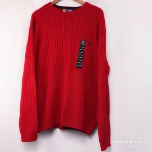 NWT Men’s Chaps Cable Knit Red Sweater XL